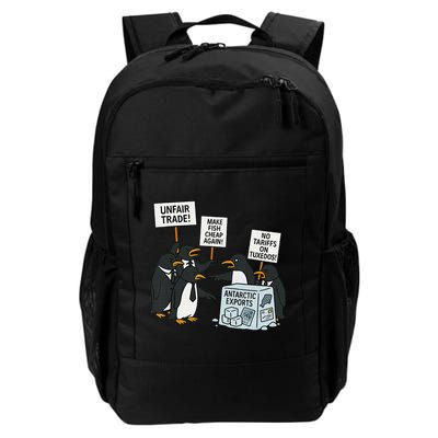 Penguins Protest Against Tariffs Funny Penguin Tariff Daily Commute Backpack