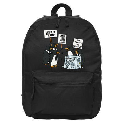 Penguins Protest Against Tariffs Funny Penguin Tariff 16 in Basic Backpack