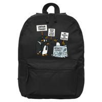 Penguins Protest Against Tariffs Funny Penguin Tariff 16 in Basic Backpack