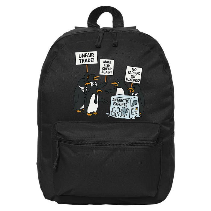 Penguins Protest Against Tariffs Funny Penguin Tariff 16 in Basic Backpack