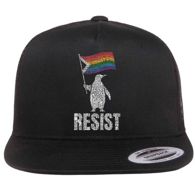 Penguins Protest Against Tariffs Funny Penguin Tariff Flat Bill Trucker Hat