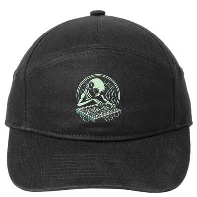 Psytrance Psychedelic Alien Synth Design 7-Panel Snapback Hat