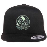 Psytrance Psychedelic Alien Synth Design Flat Bill Trucker Hat