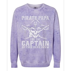 Pirate Papa Be The Captain Of This Here Crew Father's Day Colorblast Crewneck Sweatshirt