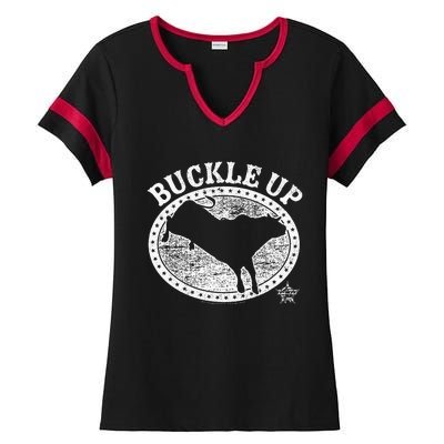 Pbr Professional Bull Riders Buckle Up Ladies Halftime Notch Neck Tee