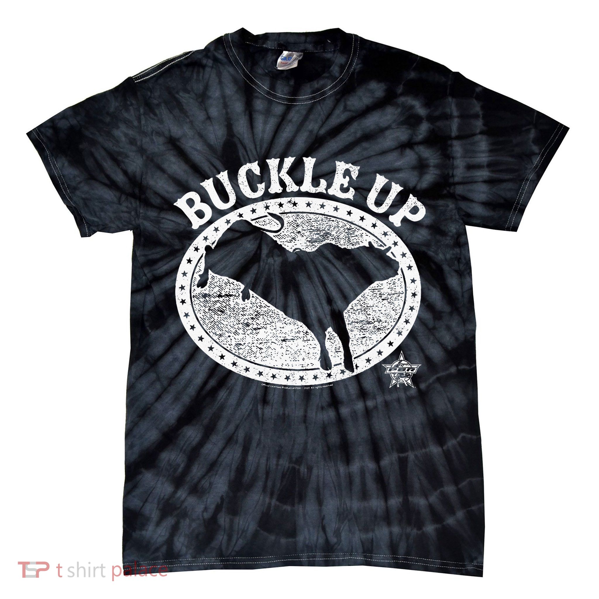 Pbr Professional Bull Riders Buckle Up Tie-Dye T-Shirt
