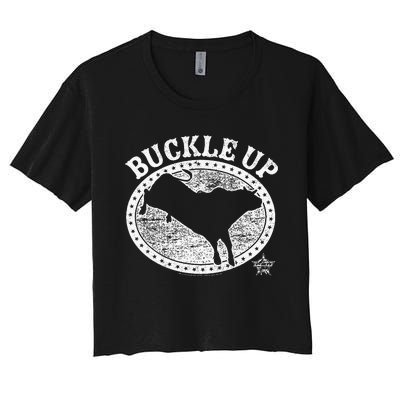 Pbr Professional Bull Riders Buckle Up Women's Crop Top Tee