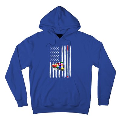 Pool Player Billiards Cue Balls Distressed American Flag Gift Hoodie