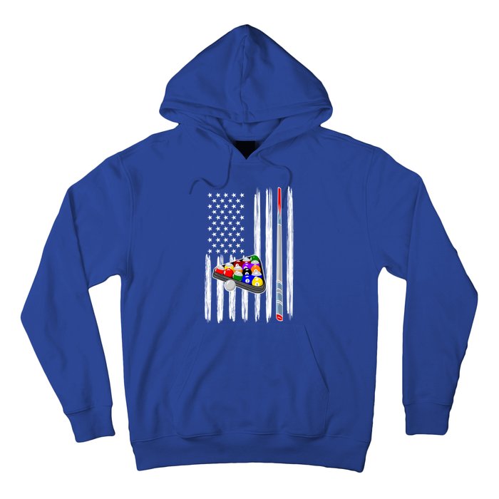 Pool Player Billiards Cue Balls Distressed American Flag Gift Hoodie