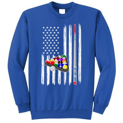 Pool Player Billiards Cue Balls Distressed American Flag Gift Sweatshirt