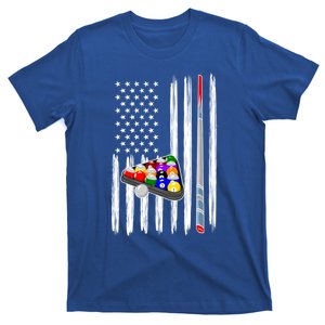 Pool Player Billiards Cue Balls Distressed American Flag Gift T-Shirt