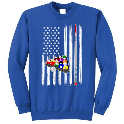 Pool Player Billiards Cue Balls Distressed American Flag Gift Tall Sweatshirt