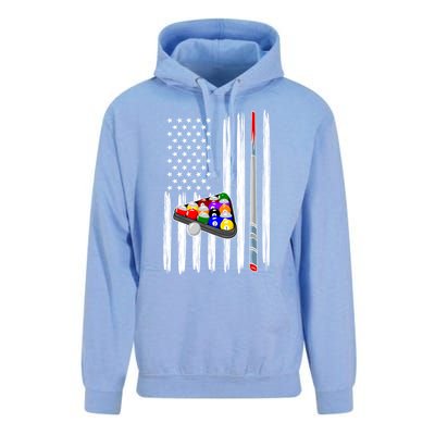 Pool Player Billiards Cue Balls Distressed American Flag Gift Unisex Surf Hoodie