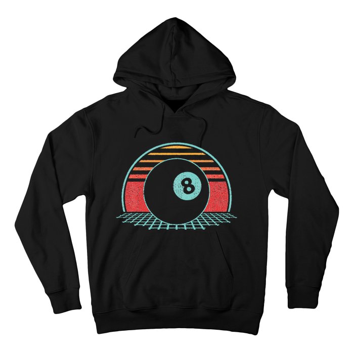 Pool Player Billiards Lover 8 Ball Retro Vintage 80s Style Hoodie