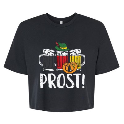 Prost Pretzel Bavarian Beers German Oktoberfest Bella+Canvas Jersey Crop Tee