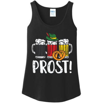 Prost Pretzel Bavarian Beers German Oktoberfest Ladies Essential Tank