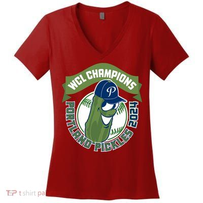 Portland Pickles Baseball 2024 Women's V-Neck T-Shirt