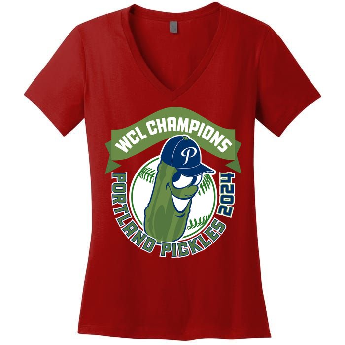 Portland Pickles Baseball 2024 Women's V-Neck T-Shirt