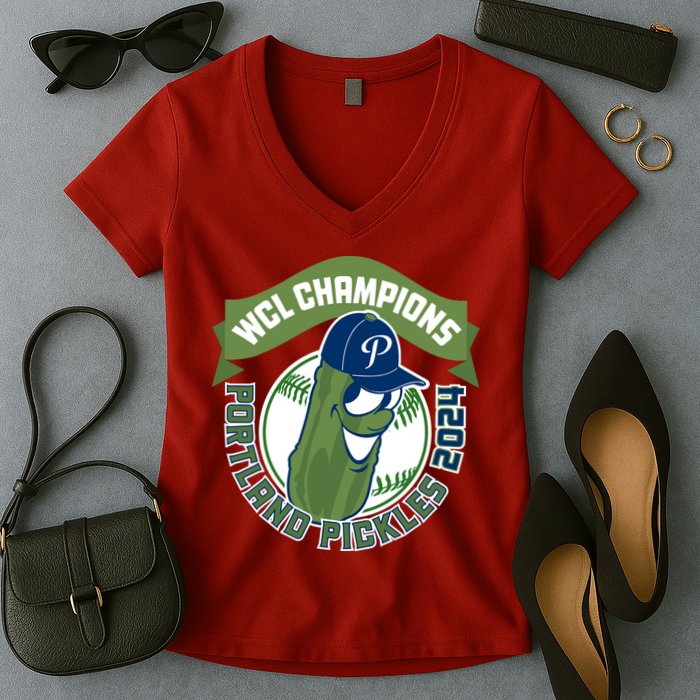 Portland Pickles Baseball 2024 Women's V-Neck T-Shirt