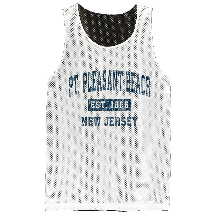 Point Pleasant Beach New Jersey NJ Vintage Sports Design Mesh Reversible Basketball Jersey Tank