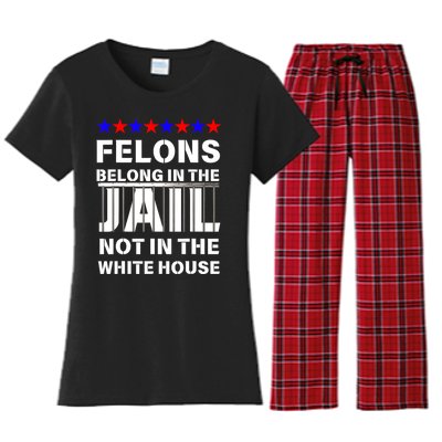 Political Pro Biden Felons Belong In Jail Not White House Women's Flannel Pajama Set