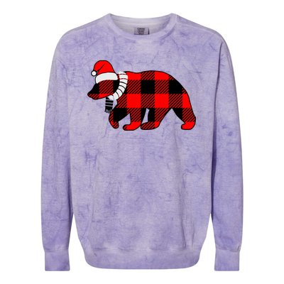 Plaid Polar Bear Christmas Holiday Colorblast Crewneck Sweatshirt