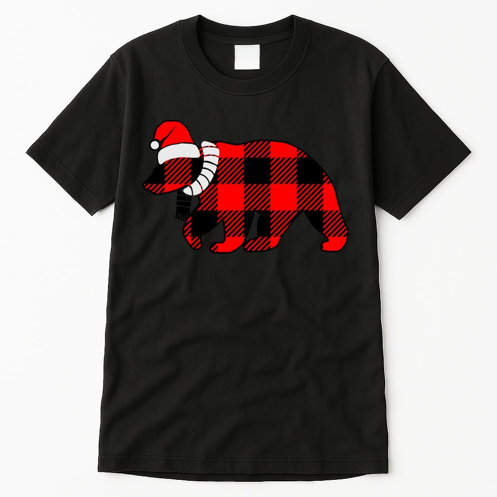 Plaid Polar Bear Christmas Holiday Tall T-Shirt