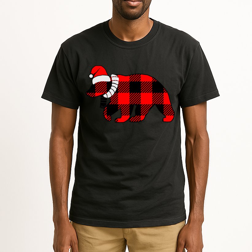 Plaid Polar Bear Christmas Holiday Tall T-Shirt