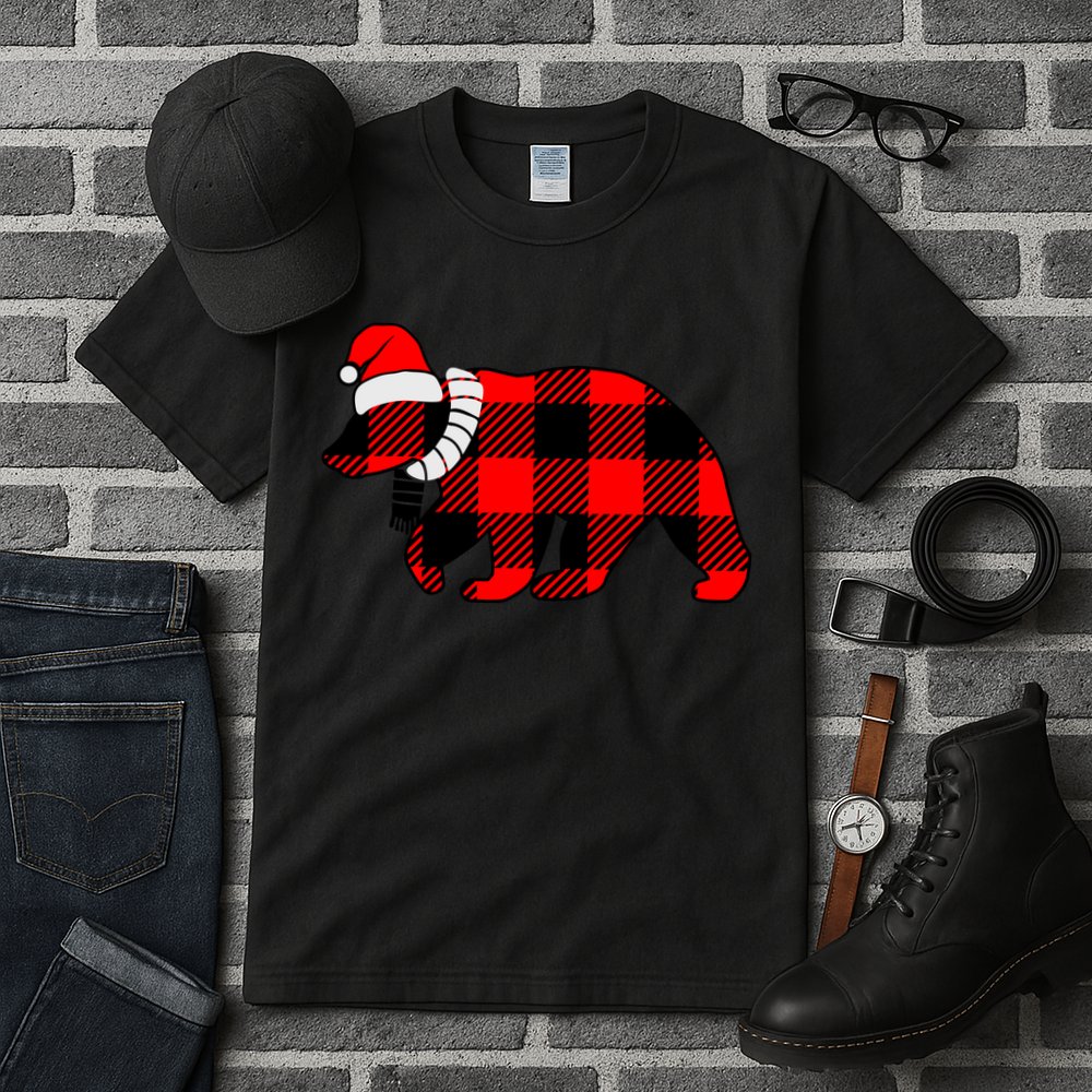 Plaid Polar Bear Christmas Holiday Tall T-Shirt