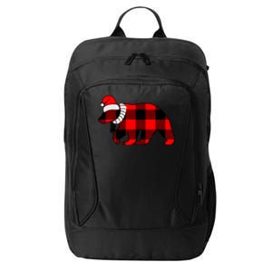 Plaid Polar Bear Christmas Holiday City Backpack