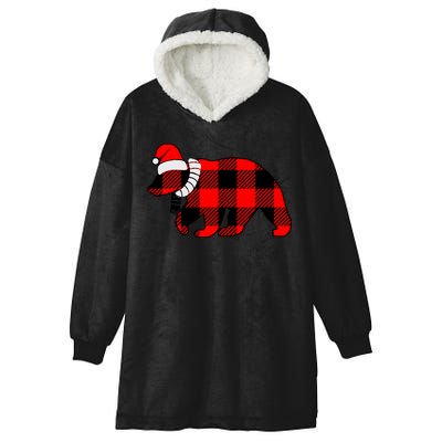 Plaid Polar Bear Christmas Holiday Hooded Wearable Blanket
