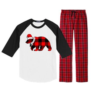 Plaid Polar Bear Christmas Holiday Raglan Sleeve Pajama Set