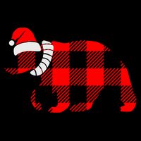 Plaid Polar Bear Christmas Holiday Flatbill Hat