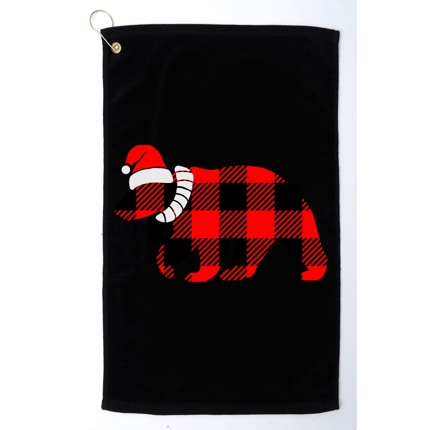 Plaid Polar Bear Christmas Holiday Golf Towel