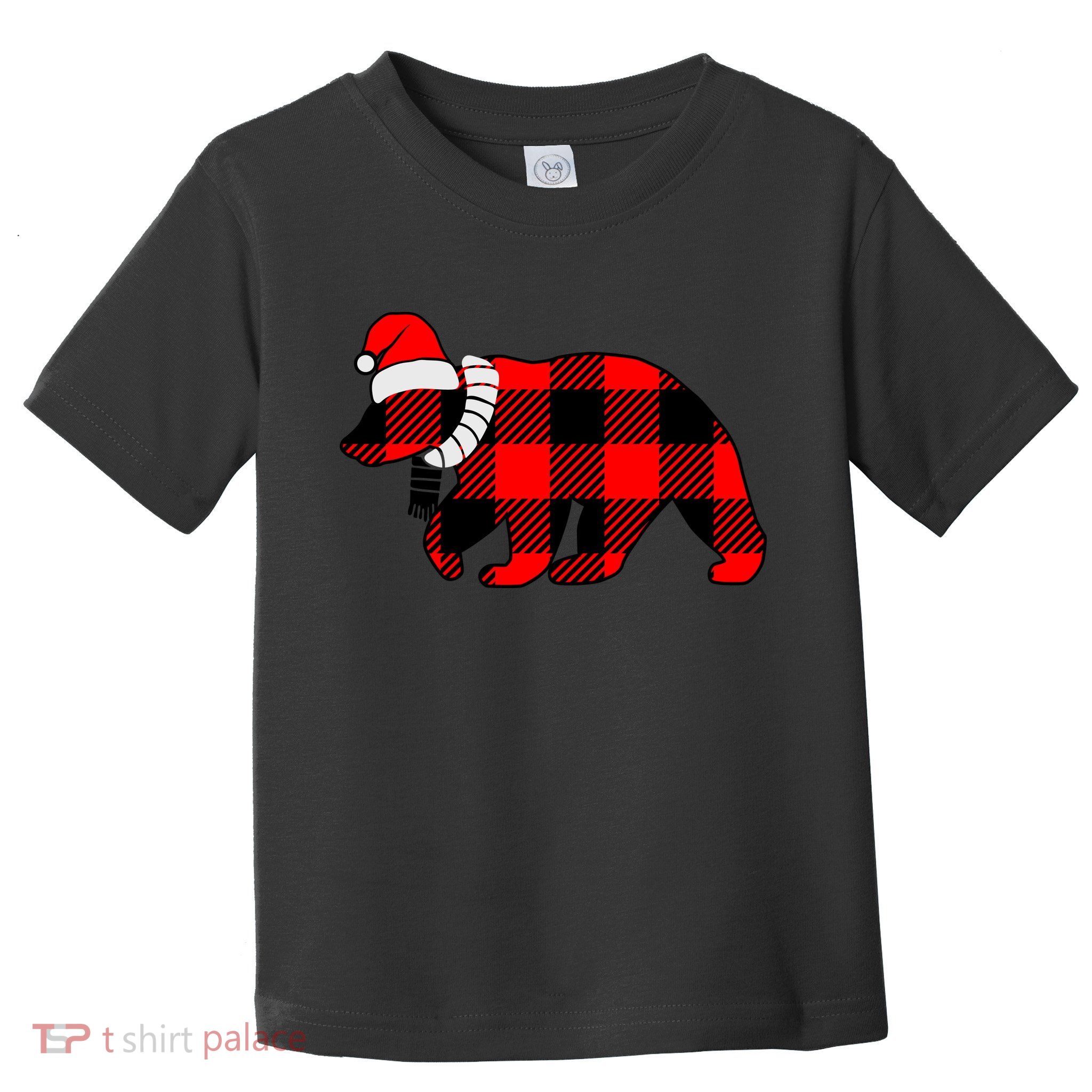 Plaid Polar Bear Christmas Holiday Toddler T-Shirt