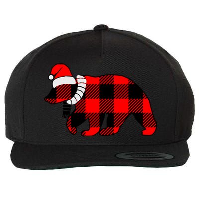 Plaid Polar Bear Christmas Holiday Wool Snapback Cap