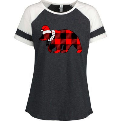 Plaid Polar Bear Christmas Holiday Enza Ladies Jersey Colorblock Tee