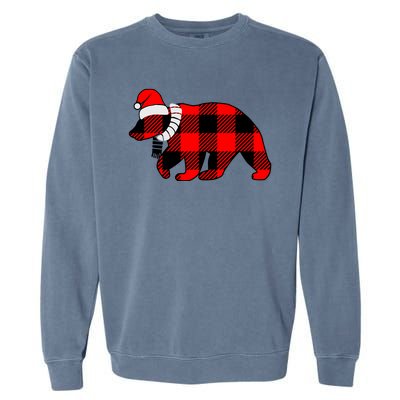 Plaid Polar Bear Christmas Holiday Garment-Dyed Sweatshirt