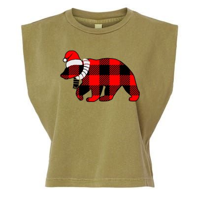 Plaid Polar Bear Christmas Holiday Garment-Dyed Women's Muscle Tee