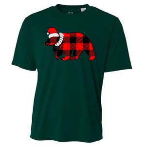 Plaid Polar Bear Christmas Holiday Cooling Performance Crew T-Shirt