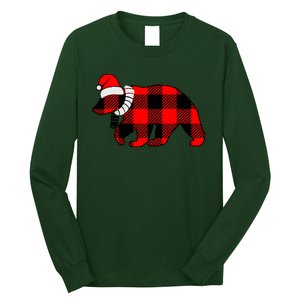 Plaid Polar Bear Christmas Holiday Long Sleeve Shirt