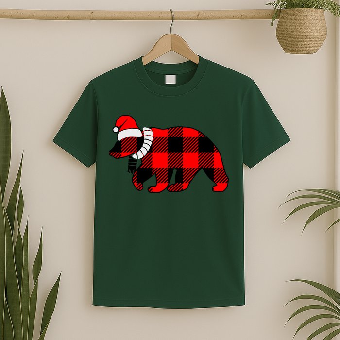 Plaid Polar Bear Christmas Holiday T-Shirt