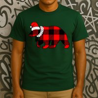 Plaid Polar Bear Christmas Holiday T-Shirt