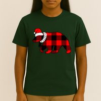 Plaid Polar Bear Christmas Holiday T-Shirt