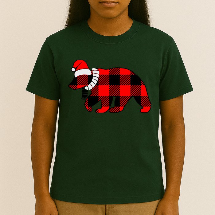 Plaid Polar Bear Christmas Holiday T-Shirt