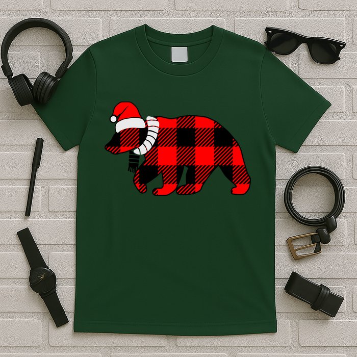 Plaid Polar Bear Christmas Holiday T-Shirt