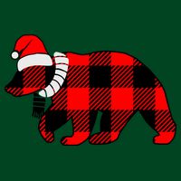Plaid Polar Bear Christmas Holiday T-Shirt