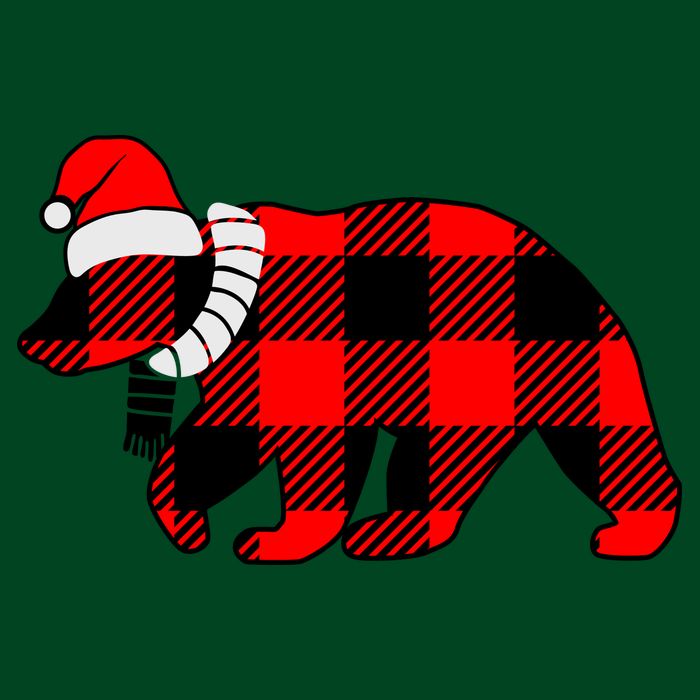 Plaid Polar Bear Christmas Holiday T-Shirt