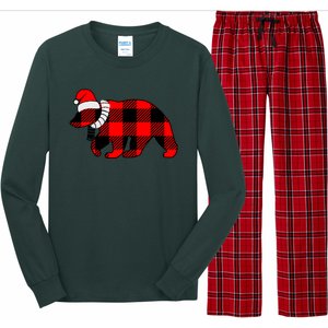 Plaid Polar Bear Christmas Holiday Long Sleeve Pajama Set