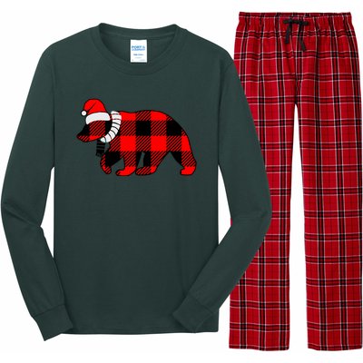 Plaid Polar Bear Christmas Holiday Long Sleeve Pajama Set